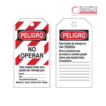 Tarjetas "Peligro ¡No Operar!"