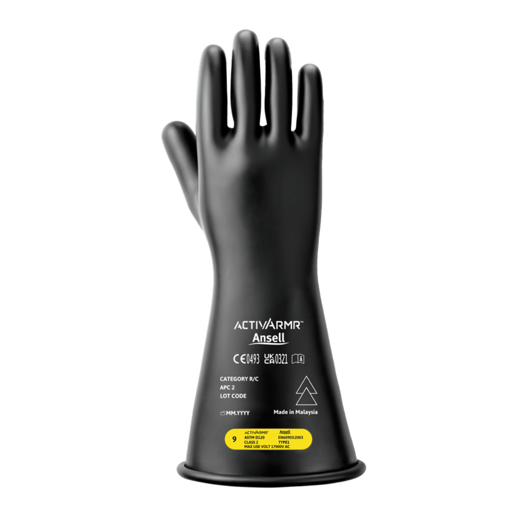 Guantes Ansell ActivArmr aislantes eléctricos Clase 2 - RIG214B 17kV(AC)-14"largo.